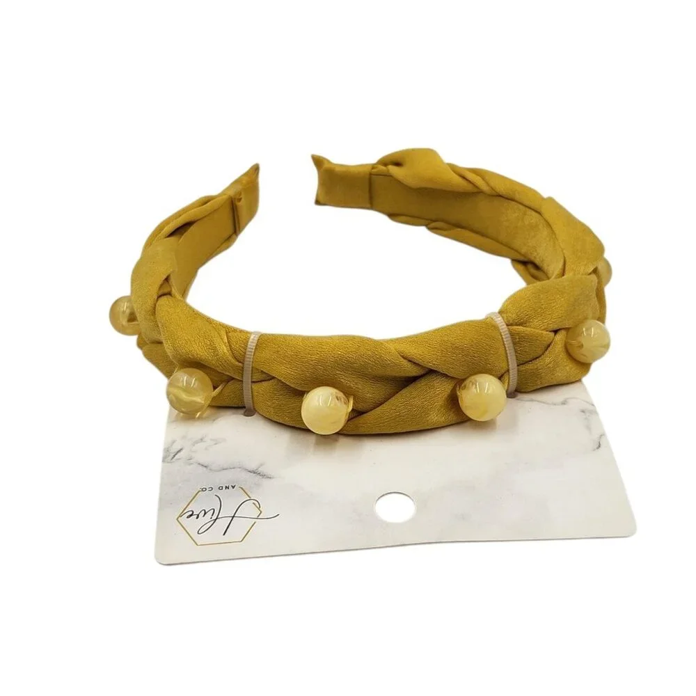 Hive and Co. Headbands Braid Silky Old Gold Texture Knotted Twist Mustard Yellow